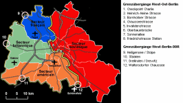 Berlin-Sektoren mit Mauerbau und
                                Beschriftung der Grenzbergnge