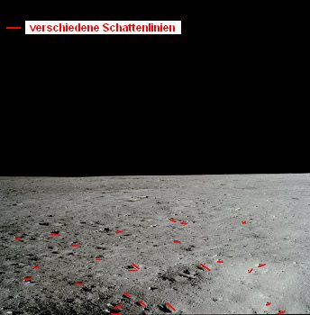 Apollo 11 Foto-Nr. AS11-37-5450. Gemss
                        NASA handelt es sich um ein weiteres Foto der
                        "Mondoberflche" nach der Landung von
                        Apollo 11, rechts des vorherigen Fotos
                        AS11-37-5449, aufgenommen durch ein Fenster der
                        "Mondlandefhre". Das Schattenchaos
                        ist aber leicht sichtbar.