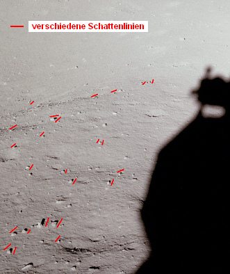 Apollo 11 Foto-Nr. AS11-37-5451. Die
                          Grossaufnahme mit dem sichtbaren
                          Schattenchaos.