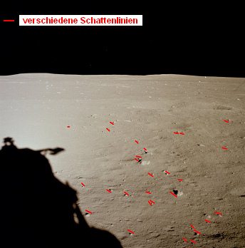 Apollo 11 Foto-Nr. AS11-37-5455: Sicht ber
                        die "Mondlandschaft" weiter rechts,
                        das Schattenchaos bleibt, die Fotomontage bleibt
                        Fakt