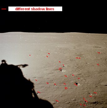 Apollo 11 photo no. AS11-37-5455: view over
                        the "moon landscape" further to the
                        right, the chaos of shadows remains, the photo
                        composition remains a fact.