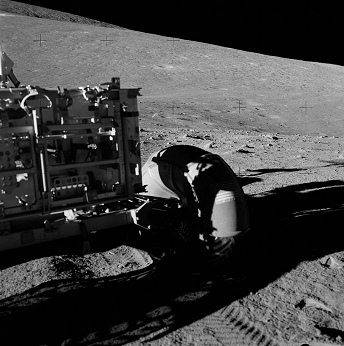 Apollo 15 photo no. AS15-85-11413: LRV
                        before a hill