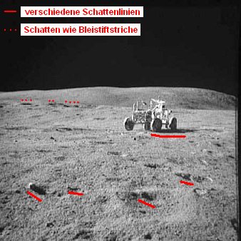 Apollo 16 Foto-Nr. AS16-109-17788: Station
                        1, das "Mondauto" in der Steinwste