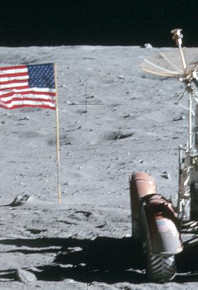 Apollo 16,
                        photo no. AS16-110-18439: The flag without
                        shadow, close-up