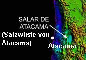 Karte mit der Position der Salzwste von
                          Atacama, Chile