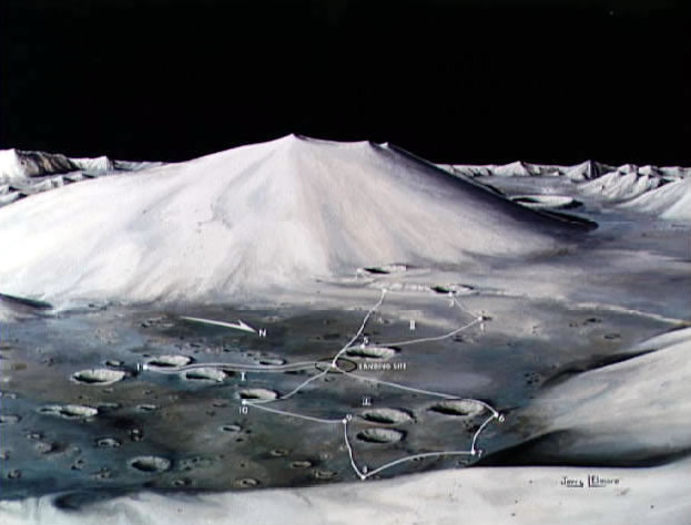 Apollo 17 Landeplatz gemaltes Konzept mit
                      Astronautenwegen