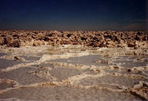 "Moon landscapes" in Chile:
                          Atacama salt desert 02: honeycombed and sea
                          like salt formation