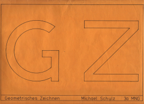 Geometrisches Zeichnen im MNG Basel
                          1977-1978, Titelblatt auf dem grossen
                          Briefumschlag (Couvert), worin die Zeichnungen
                          aufbewahrt wurden