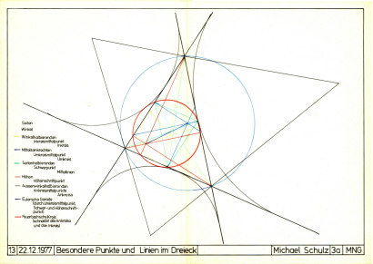 Figur 13: Besondere Punkte
                                und Linien im Dreieck, 22.12.1977