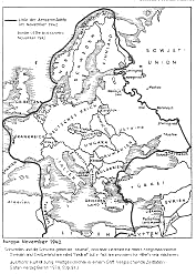 Karte
                              der Achsenmächte 1942. Die Achsenmächte
                              stehen im aussichtslosen Zweifrontenkrieg,
                              und der Hitler-Trottel lehnt jeden
                              Mittelweg ab...