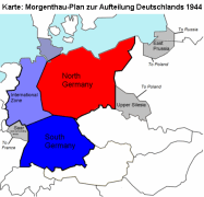 Karte: Morgenthau-Plan zur Aufteilung
                            Deutschlands 1944