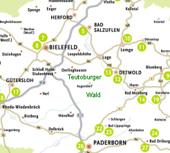 Map with Teutoburg Forest (German:
                          "Teutoburger Wald")r Wald