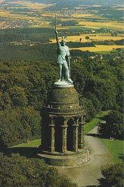 Hermann monument ("Arminius the
                    Cheruscan") in remembrance of the battle
                    against Roman legions under Varus, 9 A.C.