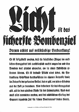 Poster of 3R
                                      "Light is the safest bomber's
                                      target" (orig. German:
                                      "Licht ist das sichere
                                      Bombenziel"), since 1940
                                      apr.