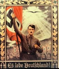 Poster with Hitler with the
                                        slogan "Long live
                                        Germany" (German:
                                        "Lang lebe
                                        Deutschland"), in 1936
                                        apr.