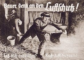 Poster of 3R
                                      "Farmer, think of air raid
                                      protection. Let's qualify! Reich's
                                      air raid protection
                                      association" (German:
                                      "Bauer, denk an den
                                      Luftschutz. Lass dich ausbilden!
                                      Reichsluftschutzbund"), 1937
