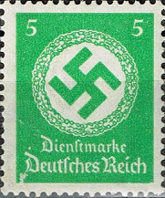 Briefmarke mit Hackenkreuz (Hakenkreuz, Kackenkreuz) im Dritten Reich 1942