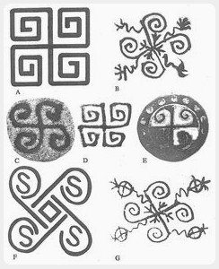 Hakenkreuze (Swastikas) als Glückssymbol aus der Ukraine aus der Eiszeit