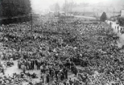 Ein
                weiteres der Rheinwiesenlager in Deutschland mit
                deutschen Kriegsgefangenen, Sommer 1945