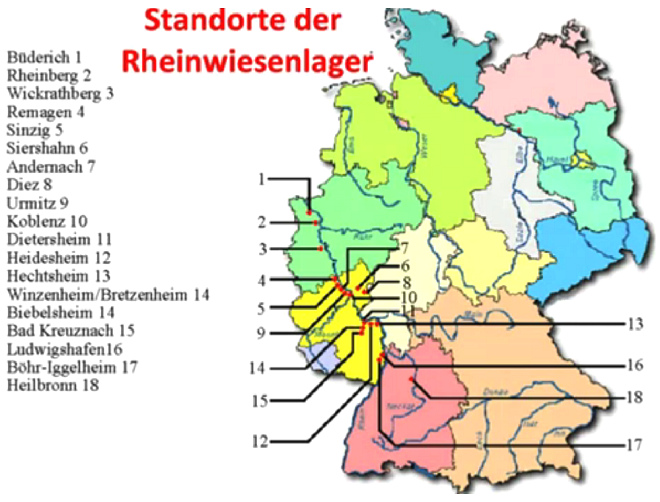 Map
                          of remnant Germany with the Rhine meadow camps
                          in summer 1945