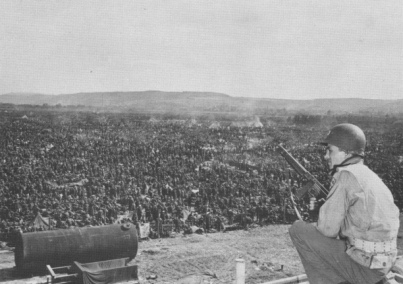 Rhine meadow camp Sinzig Remagen wit
                          "American" guard and may be a tank
                          for chlorine