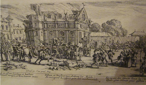 Jacques Callot ber Kriegsverbrechen im
                          30-jhrigen Krieg: Die Verwstung eines
                          Klosters, Nahaufnahme