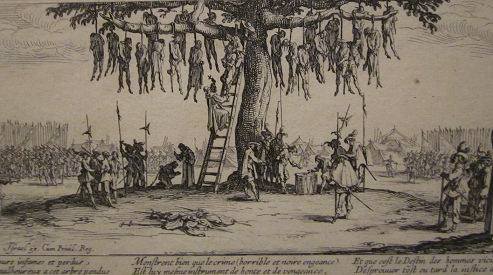 Jacques Callot ber Kriegsverbrechen im 30-jhrigen
              Krieg: Am Galgen, Nahaufnahme