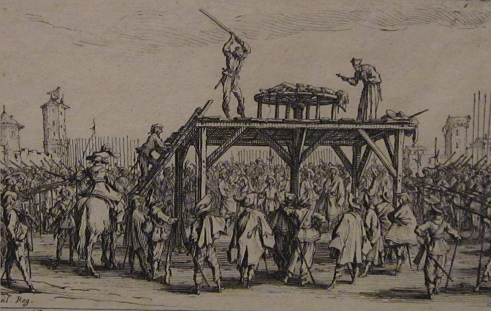 Jacques Callot ber Kriegsverbrechen im
                          30-jhrigen Krieg: Die Rderung, Nahaufnahme