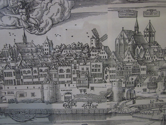 Ausschnitt aus der Ansicht der Stadt Köln von
              1531, Stadtmuseum Köln 2014