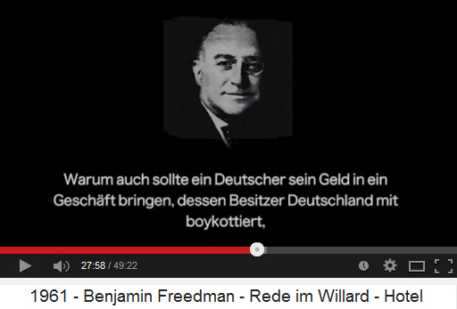 Freedman:
                              Deutsche boykottierten jdische Geschfte,
                              weil die Zionisten Deutschland
                              boykottierten