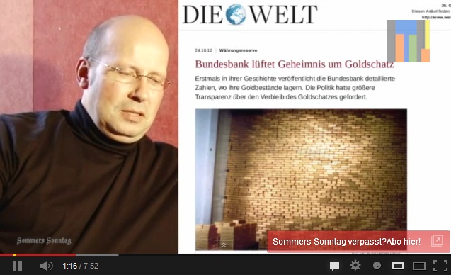 24. Oktober 2012:
                        Bundesbank lftet das Goldgeheimnis der
                        Verteilung ihrer Goldreserven