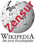 Wikipedia-Logo mit Zensur-Stempel