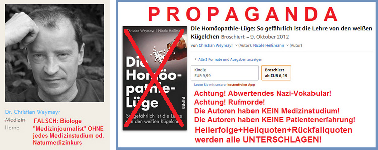 Christian Weymayr, ein Biologe
                                    macht Propaganda gegen die
                                    Homopathie ohne Studium und ohne
                                    Heilpraktikerkurs etc.