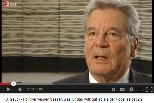 Herr Gauck spricht
                          über "repräsentative Demokratie" und
                          über "plebiszitäre Elemente"