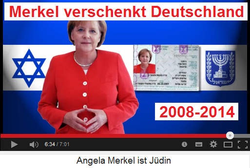 Frau Merkel,
                    Bundeskanzlerin von 2008-2014, ist Jdin und
                    Zionistin mit Israel-Pass und
                    Illuminaten-Pyramide-Handzeichen, sie verschenkt
                    planmssig Deutschland