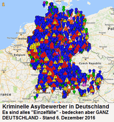 Die Einzelfall-Karte
                                (Einzelfall-Map) von Deutschland, Stand
                                6. Dezember 2016