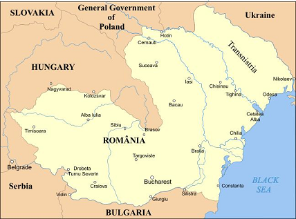 Karte von Rumnien 1941-1944 mit Transnistrien