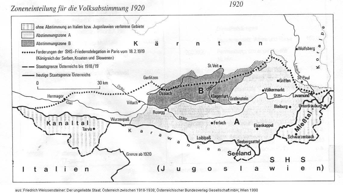 sterreich,
        Austria: Abstimmungsgebiete in Krnten 1920