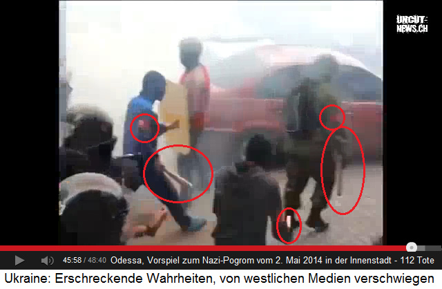 Pogrom in Odessa vom 2.5.2014,
                        Strassenschlacht, der Rechte Block sucht sich
                        ein neues Ziel