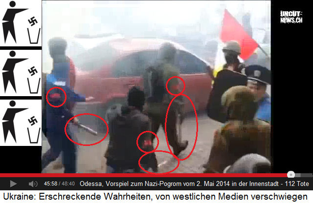 Pogrom in Odessa vom 2.5.2014,
                        Strassenschlacht, der Rechte Block sucht sich
                        ein neues Ziel 02