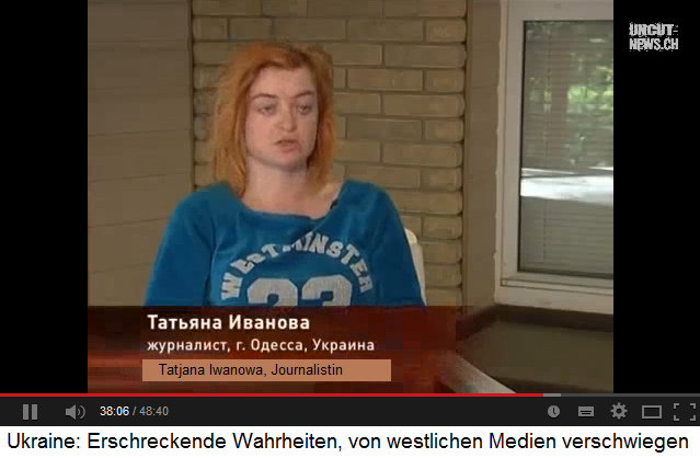 Tatjana
                    Iwanowa, Journalistin, berichtet ber das Pogrom von
                    Odessa vom 2. Mai 2014