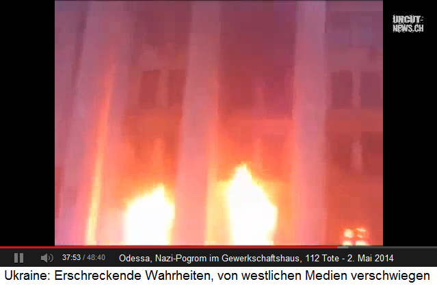 Pogrom in Odessa am Gewerkschaftshaus: Das
                        Gewerkschaftshaus brennt 02