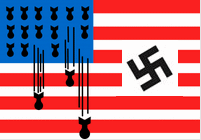 Nazi-Fahne der "USA" mit Bomben
                        und Hakenkreuz