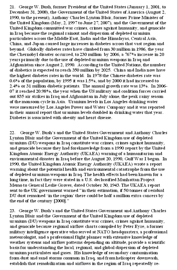 Urteil von Kuala Lumpur gegen Bush
                              und Blair wegen Uraniummunition 16