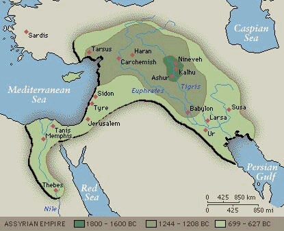 Assyria under
                      Ashurbanipal: Egypt is occupied up to Thebes. This
                      is the maximum of extension of the "Fertile
                      Crescent"...