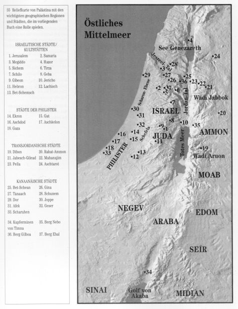 Map with Israel, Judah,
                        Ammon, Moab and Edom 722 appr.
