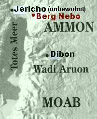 Map with Mount Nebo,
              Dibon and Jericho, which is uninhabited during the alleged
              Moses times