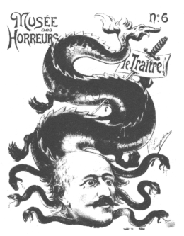 Encyclopaedia Judaica (1971): Anti-Semitism, vol.
                  3, col. 115, French cartoon of Alfred Dreyfus, 1894
                  [[when he was blamed of espionage for racist kaiser
                  Germany. Dreyfus is shown as a dragon snake and the
                  shield "traitre" (treacher)]]