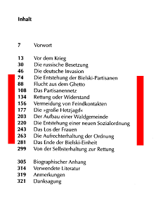 Nechama Tec: libro: Bewaffneter
                          Widerstand (Resistencia armada), la lista de
                          los capítulos