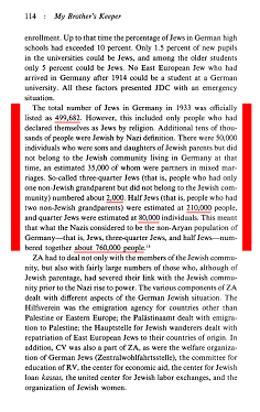 Yehuda Bauer, book "My Brother's
                            Keeper. History of the American Jewish Joint
                            Distribution Committee 1929-1939", page
                            114: 499,682 Jews plus 292,000 half, quarter
                            and 3/4 Jews, are 760,000 people which are
                            persecuted in 1935.